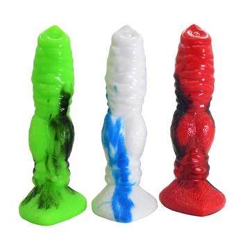 2020 Nou Colorat Animale Cal Vibrator De Caine Lup Penis Fals Sextoys Pentru Femei Vagin Masturbator Anal G Spot Stimula Produse Pentru Sex