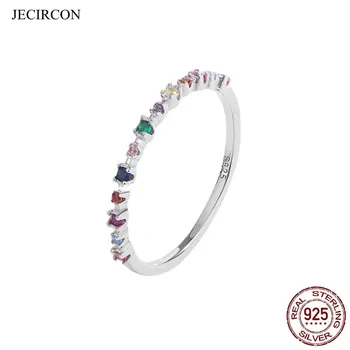 JECIRCON original Argint 925 Inele pentru Femei pline de culoare Zircon Subțire Inel Moda Bijuterii de Argint Accesorii noi