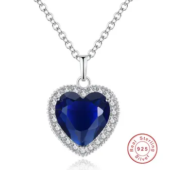 2022 Lux Inimă Albastră Inimă DE Mare de argint 925 pe gât Colier Pentru Femei, Cadou de Aniversare Bijuterii Vinde Vrac