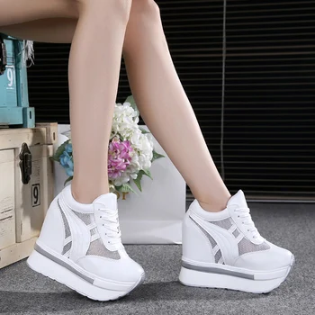 Doamnelor Pană Adidași Mare Sus Pantofi Casual Femei Platforma Formatori Tocuri Încălțăminte Zapatillas Mujer Plus Dimensiunea 46