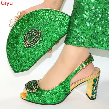 doershow New Sosire Nigerian Pantofi Și Genți de mână Pentru a se Potrivi Set Stil Italian Tocuri inalte Femei Pantofi Și Geantă Set Pentru Nunta HFY1-25