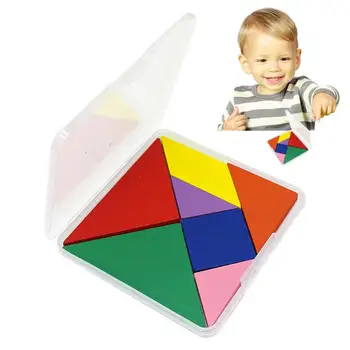 Tangram Puzzle Din Lemn Bloc Puzzle-Uri Pentru Copii Mici Montessori Colorate Tangram Set Inteligent De Învățământ Devreme Jucarii Cadou Pentru Copii