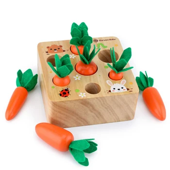 Montessori Jucărie Pentru Copii Din Lemn Trage Morcov Forma De Potrivire Dimensiunea Cunoaștere Copil De Educație Timpurie De Puzzle Senzoriale Jucărie Pentru Copii