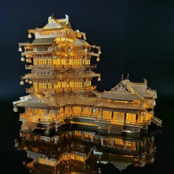 Arhitectura 3D Metal Puzzle Yuejiang Turn Diy Tăiere cu Laser Asambla Modelul Puzzle Jucarii Ocean Antic Chinez pentru Adulti Unisex