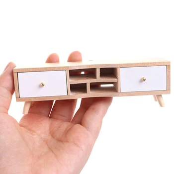 1:12 Păpuși Miniaturale de Mobilier din Lemn, TV Cabinet Papusi Casa Accesorii 12cm*4 cm*3cm