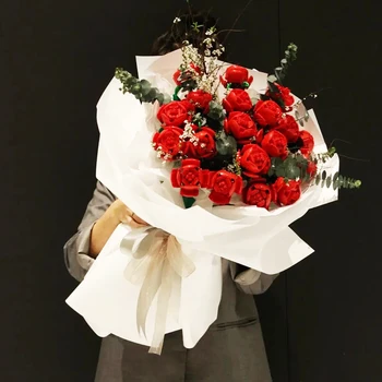 Trandafir Buchet De Flori Blocuri Oraș Romantic Kit Prieteni Asamblare Diy 40460 Cărămizi Jucării Pentru Copii Fete Cadou