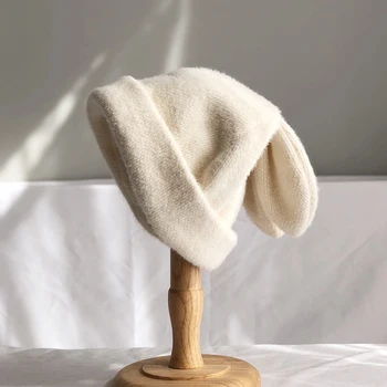 Urechi De Iepure, Blana De Iepure Pălărie Femei Toamna Și Iarna Tricotate Pălărie De Lână Cald Iarna Versiunea Coreeană Japoneză Pălărie