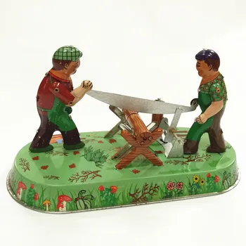 [Funny] Adult Colecție Retro Vânt de până jucării din Metal de Staniu Văzut de prelucrare a lemnului sawyer om Mecanic Ceas de jucarie figurine copii model cadou