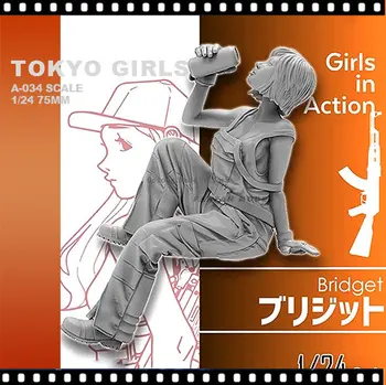 Nevopsită Rășină Model Kituri 1/24 75mm Tokyo Meimaiden Serie de Rășină de UN GK Rășină Model Figura Anime 3D de Imprimare Garaj Kit 034