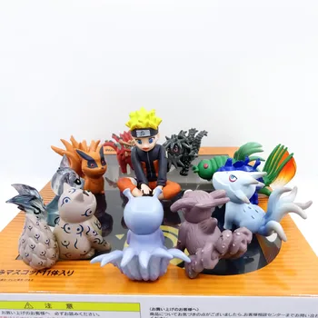 NARUTO Anime Versiune Q 10buc/set Nouă Cozi Naruto Copilărie PVC Figurine Jucarii Model Statuia 6cm