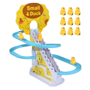 DIY Feroviar Pista de Curse Electric Rață Mică Urcatul Scarilor Jucărie de Porc Figurine Jucarii Muzica Roller Coaster pentru Copii-Cadou