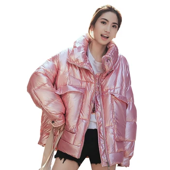 Femei Haina De Iarna Groase De Bumbac Căptușit Sacou Roz Albastru Argintiu Negru Jacheta De Iarna Vrac Buzunare Mari Palton Stil Coreean Jachete
