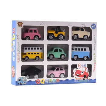 9pcs/set Q Versiune Mini Masina de Model de Mașină de Jucărie Aliaj de Puzzle de Curse de Învățământ Devreme Autobuz de Jucărie Colorat Cadou Pentru Copii