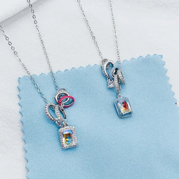 Argint 925 argint diamant aurora mici bomboane de rock colier pentru femei clavicula lanț rafinat marca de lux bijuterii
