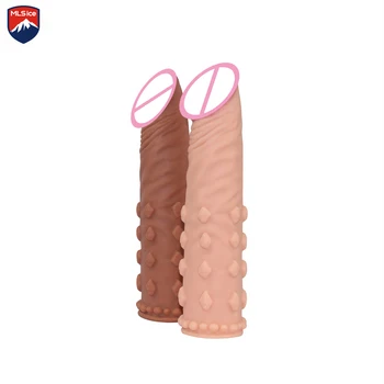 MLSice Om Penis Sleeve Super Realistic Dildo Extindere Cap Solid Extender Resuable Prezervativ Masculin Penisului Penis artificial jucarii Sexuale pentru Barbati