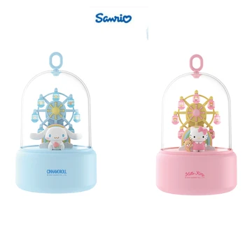 Sanrio Cinnamoroll KT de Cat Music Box de Rotație Roata Caseta de Muzică Drăguț Lumina de Noapte Model de Ornamente, Jucării, Figurine, Cadouri