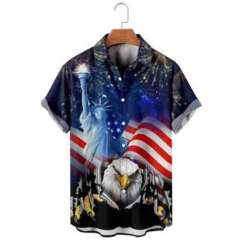 CLOOCL Tricouri Barbati Ziua Independenței Americane Eagle Statuia Libertății Tricouri Imprimate 3D Grafic de Plajă, tricouri Dropshipping