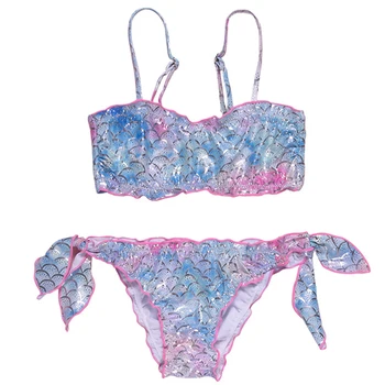 2021 Vânzare Fierbinte Sirenă În Pădure Copii Fata De Bikini Seturi Pentru Fata Mare De Costume De Baie Cu Captuseala Din Două Piese Pentru Copii Costume De Baie De Vară Pe Plajă Purta