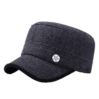 Bărbați de Iarnă Șapcă de Baseball Epocă Tweed Cald Earflap Capace Plate de Top Tata Pălărie Neagră, Gri